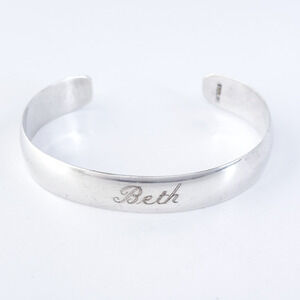 Vintage Sterling Silver 925 “Beth” Engraved Cuff Bracelet 5.75in